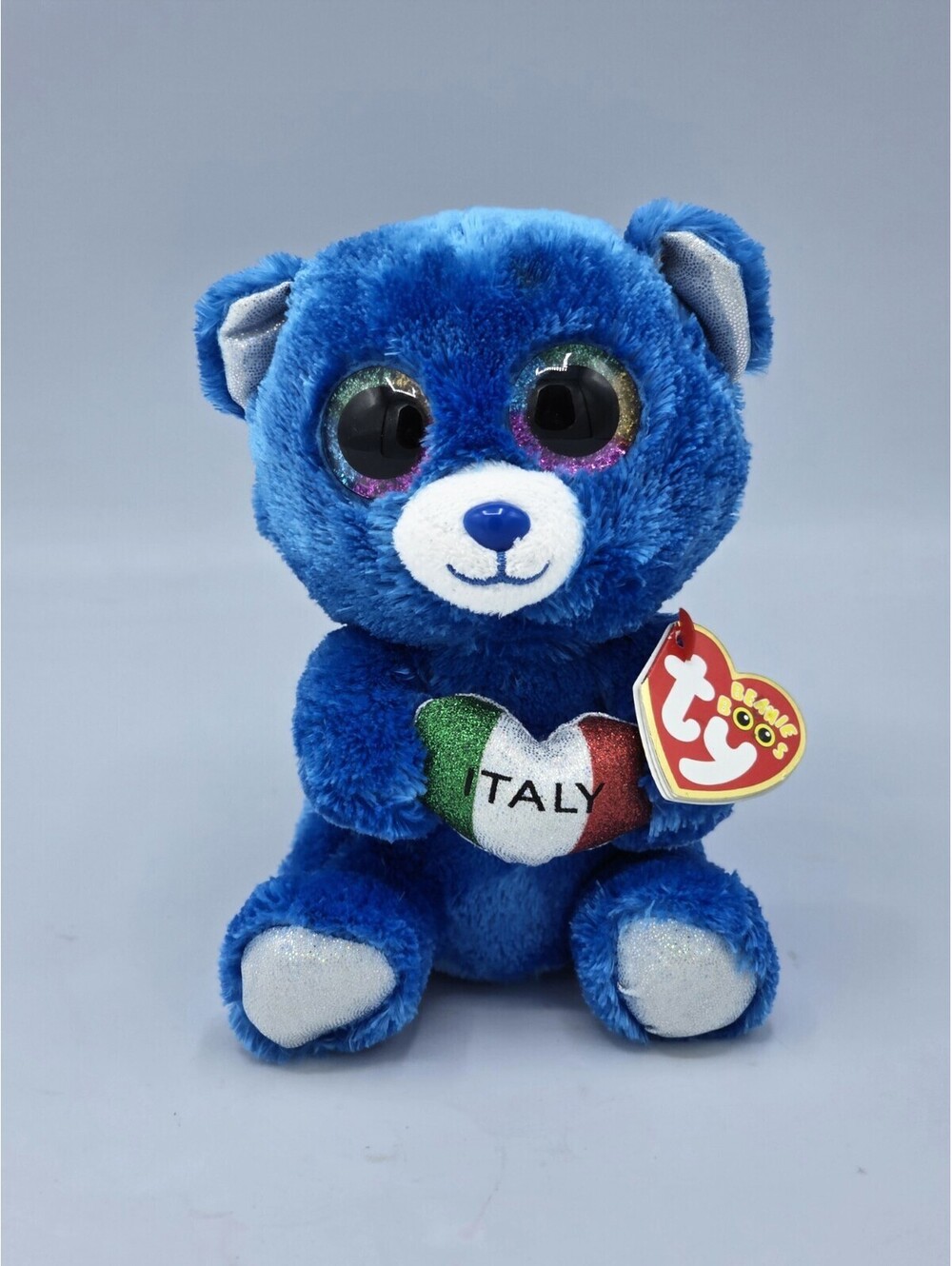TY BEANIE Boos ROMEO 6" Blue Bear - ITALY EXCLUSIVE I love Italia with Tag